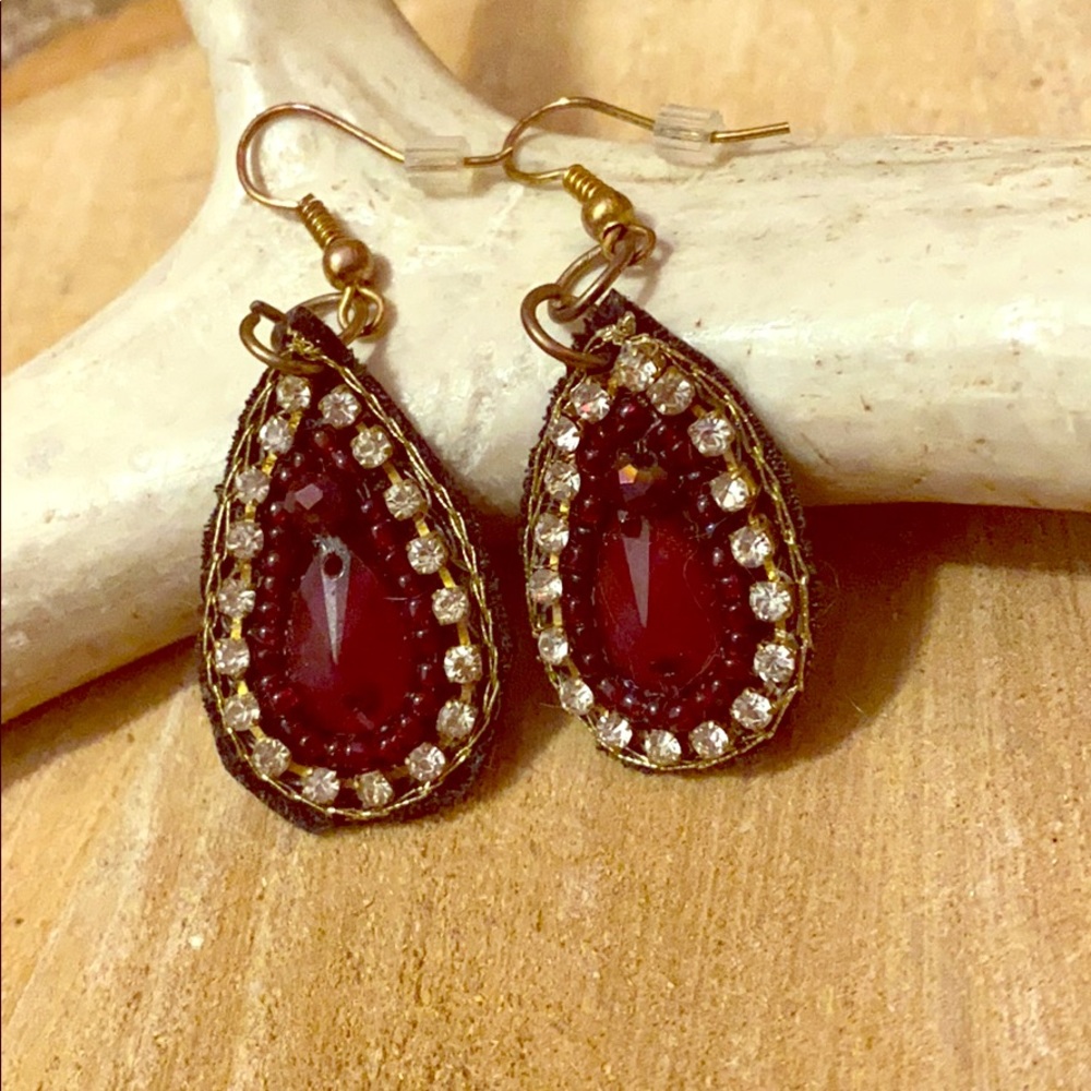 Boho beaded teardrop earring, lightweight